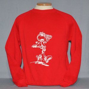 Vintage Graphic Print Sweatshirt Size Medium Red Cartoon Pullover